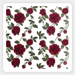 Cherry Rose pattern - luxury pattern - Painting Style - Surreal Pattern series - P1 - by fogsj - I always want both cherries and roses to be the same plant but it's impossible so... yea Sticker